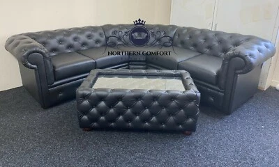 Chesterfield Bonded Leather Corner Sofa - Classic Style, Tufted Design - Image 1 of 4