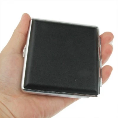 Articoli per fumatori Porta Sigarette Portasigarette in metallo Cuoio Nero Slim - Immagine 1 di 4