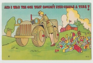WWII, Military, Comic, Change a tire - Picture 1 of 2