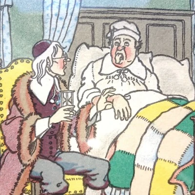 Harry Eliott 1882 1959 Gravure Ancienne Malade Scène d'intérieur anglais Cadre - Photo 1/4