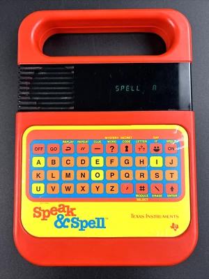 Botón elevado Speak & Spell 1978 vintage FUNCIONA juguete original Texas Instruments Foto 1 de 4
