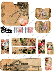 Paris Frankreich Ephemera Collage Blatt Zubehör Sammelalben Junk Journal Karte Topper - Bild 1 von 1