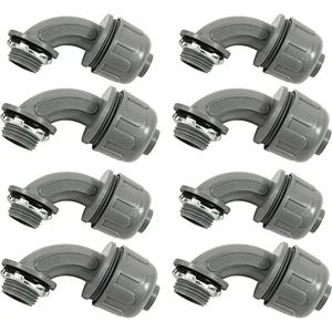 8 Stück HQRP 1/2" Kunststoff flüssigkeitsdichter Verbinder 90° Elektro Rohr Fittings - Bild 1 von 9