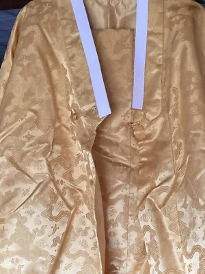 HANBOK Y ZAPATOS COREANOS TRADICIONALES PARA HOMBRE-TALLA 12/DORADO SATINADO/CHAQUETA Y PANTALONES Foto 1 de 4