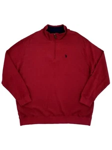 Mens Big & Tall Burgundy Knit Quarter Zip Pullover Sweatshirt Jacket 2XLB - Picture 1 of 2