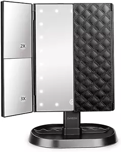 Trifold Lighted Vanity Makeup Mirror with 21 Leds Lights,1X/2X/3X Magnification - Picture 1 of 12