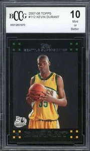 2007-08 Topps #112 Kevin Durant Rookie Card BGS BCCG 10 Mint+ - Picture 1 of 2