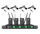 4 Channel Wireless mic System UHF Lavalier 4 Lapel Cordless mic 4 Clip on Mike