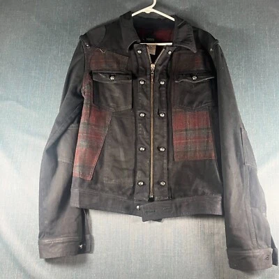 Versus Womens Jacket Size 34 Black Denim Pockets Collared Long Sleeve Full Zip - Image 1 of 4