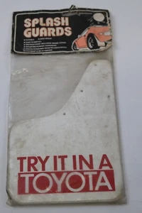 Vintage NOS Toyota Mud Flaps White "Try It In A Toyota" USA Made !!! - Picture 1 of 6