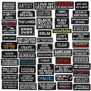 Biker Motorcycle Patches Words Slogan Embroidered Iron on Fabric Badge Sticker - Bild 1 von 64