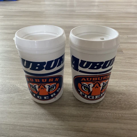 VTG Lot Of 2 Auburn University Tigers 22oz. Insulated Hot or Cold Travel Mug USA Cover
