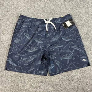 Eddie Bauer Swim Trunks Mens L Blue 7" Volley SPF 50+ Humpback Whale Atlantic - Picture 1 of 11