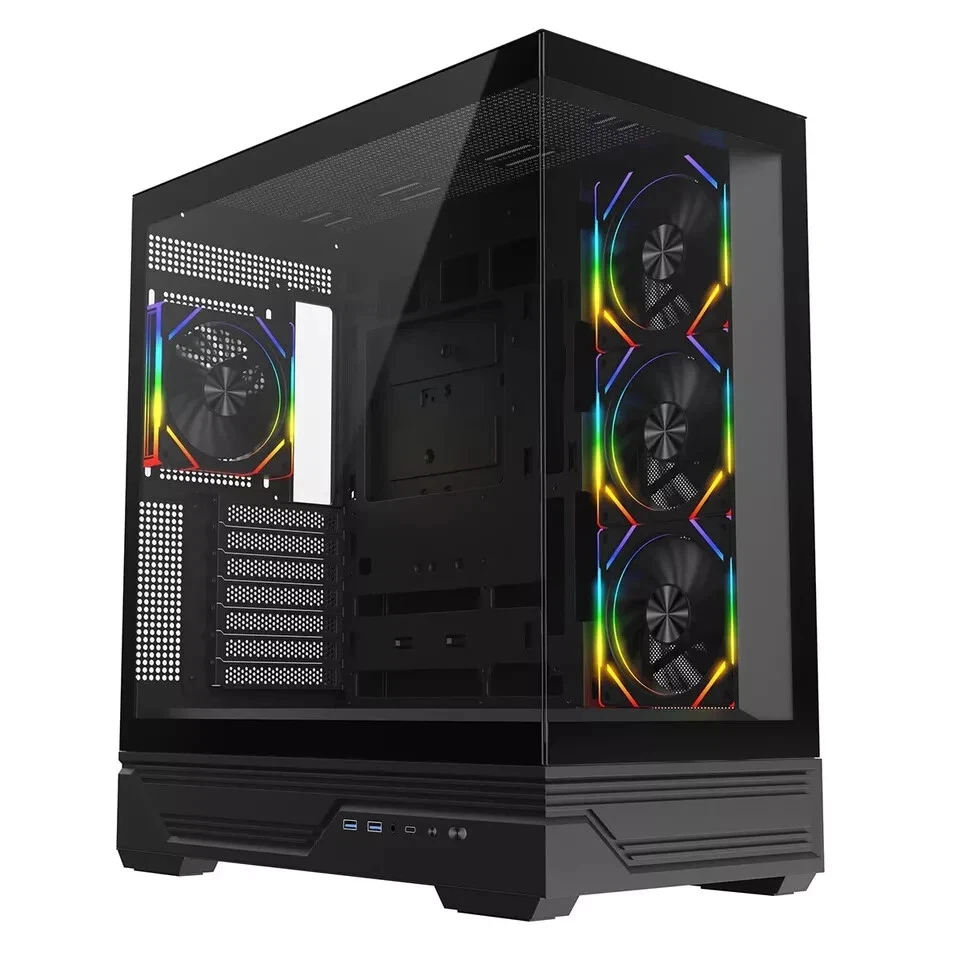 CiT Destiny Mid Tower Chassis Black Tempered Glass 4x 120mm ARGB PWM USB 3.1