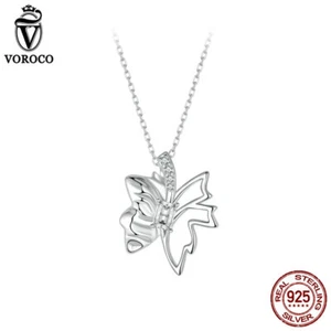 Collar Voroco Plata 925 Otoño Hoja Mariposa Joyería Elegante Para Mujer Regalos - Imagen 1 de 12