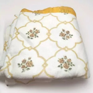Manta Vintage Acrílico Completo Doble Dorado Borde Satinado Rosa Floral Flores 80 X 90 - Imagen 1 de 14