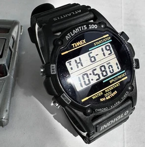 TIMEX ATLANTIS 100 734 VTG 1996 Chrono Alarm Timer INDIGLO Digital 37mm Watch - Picture 1 of 6