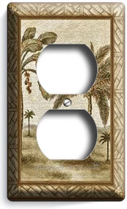 FLORIDA BEACH PALM TREES DUPLEX ELECTRICAL OUTLET WALL PLATE COVER ROOM DECOR 2H - Picture 1 of 1