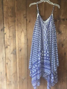 Cottagecore Midnight Sky XL Women’s Spaghetti Strap Sundress Lined Blue & White - Picture 1 of 6