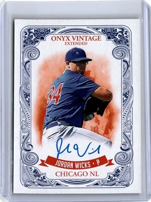 2021 Onyx Vintage Extended Blue Ink Jordan Wicks Auto (B33) A26 Cubs - Image 1 of 2