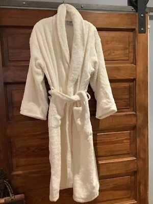 NUEVO CON ETIQUETAS TOALLA TURCA CLÁSICA BATA FELPA BLANCA MEDIANA M tela de felpa pesada Foto 1 de 4