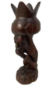 Vintage West African Hand Carved Exotic Wood 12” Figurative Sculpture - Picture 1 of 7