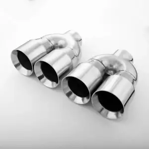 Pair Quad Straight Cut 4" Out Exhaust Tips 3" In Double Wall 304 Stainless Steel - Imagen 1 de 6