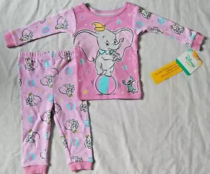Dumbo Pajamas Sleep Outfit Girls Size 9 12 18 24 Months Pink NEW Baby Disney Set - Picture 1 of 12