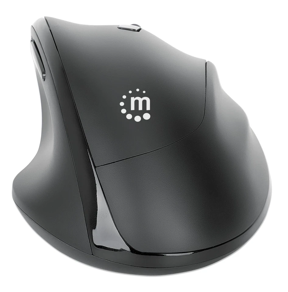 Manhattan 190237 Ergonomic Wireless Mouse with USB-A and USB-C Receiver 2-in-1 B - Image 1 of 4