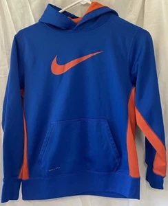 Nike Therma Fit Pullover Hoodie Youth Size Large Blue/ Orange - Picture 1 of 3