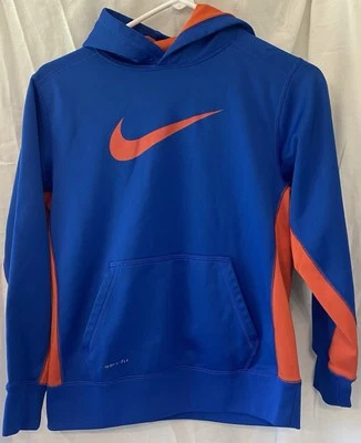 Nike Therma Fit Pullover Hoodie Youth Size Large Blue/ Orange - Image 1 of 3