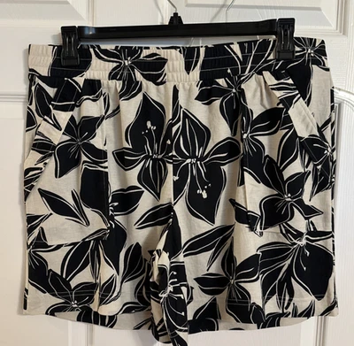 Pantalones Cortos de Hibisco Belle Beach by Kim Gravel Cabana Tejido, L, Negro/Crema A686174 #522 Foto 1 de 4