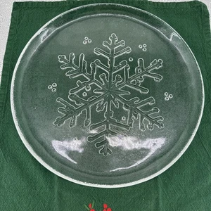 Clear Glass Snowflake Serving Plate Holiday Decor Christmas Dinnerware - Picture 1 of 5