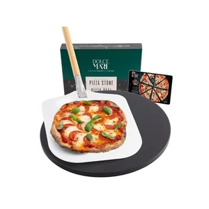 Dolce Mare runder schwarzer Pizzastein mit Aluminium Pizzaschale - Bild 1 von 6
