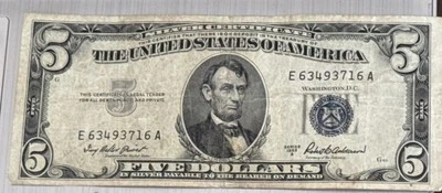 1953 Series $5.00 Silver Certificate A - Image 1 of 2