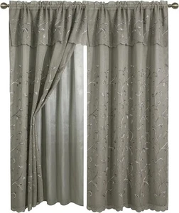 Elegant Comfort Luxury Curtain/Window 54"W x 84"L (Pack of 2), Grey - Picture 1 of 9