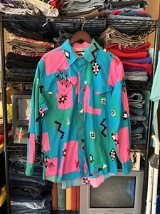 Vintage Wrangler Brushpopper Shirt Men 17 1/2 35 X Long Tails Aztec Stripe XL - Picture 1 of 8