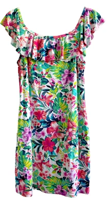 Tommy Bahama Tropi Calling Off the Shoulder Blanco Vestido de Encubrimiento Mujer Talla Mediana Foto 1 de 4