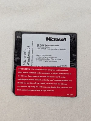 Microsoft 3.5” Windows 95 Cd-Rom Setup Boot Disk Factory Sealed - Image 1 of 2