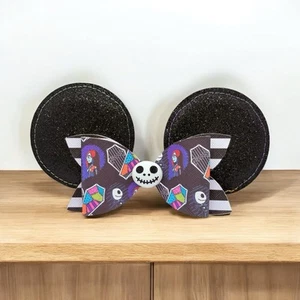 Nightmare Before  Christmas Hair Bow Faux Leather Hair Bow Clip Mickey  Ears - Picture 1 of 4