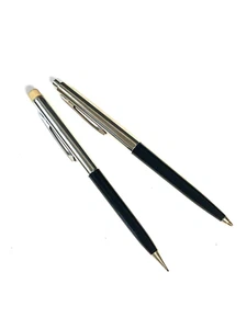 Juego de bolígrafos/lápices Sheaffer vintage negro y plateado - Imagen 1 de 5