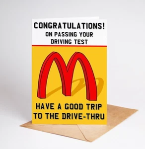 Passed Your Driving test Card, Funny Driving Test Congratulations Drive Thru - Picture 1 of 3