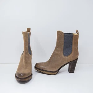 Brunello Cucinelli Genuine Suede Chelsea Pull On High Heel Ankle Booties Shoes - Picture 1 of 4