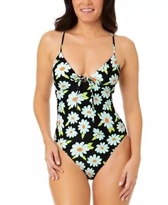 Salt + Cove Juniors' Daisy Dance Tie-Front One-Piece Swimsuit, M - Picture 1 of 3