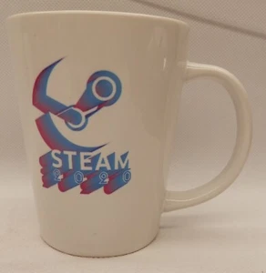 Taza de café Steam 2020 blanca con logotipo - Imagen 1 de 4