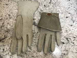 Antique Textured Leather Women White Gloves Vintage 20s or older - Picture 1 of 8
