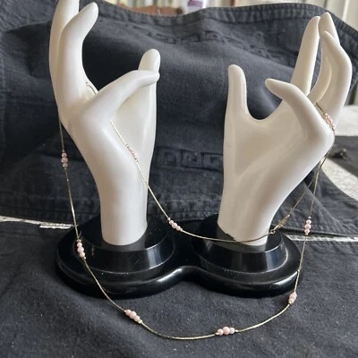 Vtg Gold Chain W/graduated Tiny Pearls 28” Korea Mint. No Discolor  Gold Played - Image 1 of 3