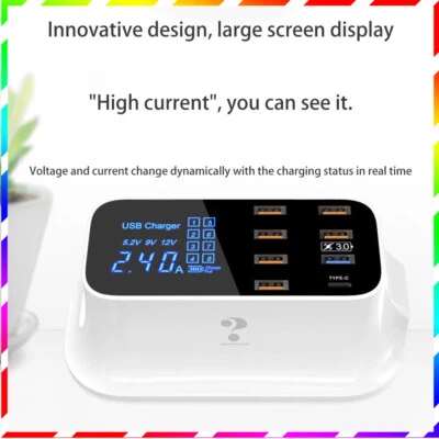 Fast charging station 6USB+1TPC+1QC3.0 hub multi-port charging display - Image 1 of 4