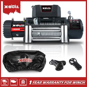 X-BULL 12V 12000LBS Electric Winch Steel Cable Towing Trailer With Winch Cover - Picture 1 of 14