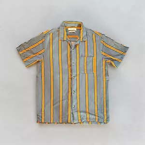 Urban Outfitters Mens Striped Short Sleeve Button-Up Shirt S Blue Yellow Orange - Picture 1 of 7